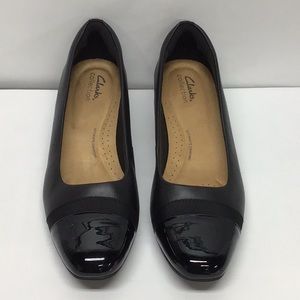 Clarks Collection 'Juliet Monte' black leather low heel slip-on shoe